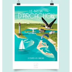 Fabrique de Styles Cadres Déco Et Affiches>Affiche Bassin d'Arcachon 42x59.4cm Multicolore
