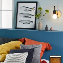 Fabrique de Styles Appliques>Applique base ronde en bois naturel et métal noir Naturel, Noir