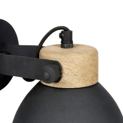 Fabrique de Styles Appliques>Applique en fer et manguier d17cm - lowri Noir Mat