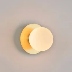 Fabrique de Styles Appliques>Applique en metal doré et verre laiton d18cm blanc - Manor Blanc, Doré