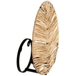 Fabrique de Styles Appliques>Applique en raphia et fer naturel et noir h32cm - Tulum Naturel, Noir