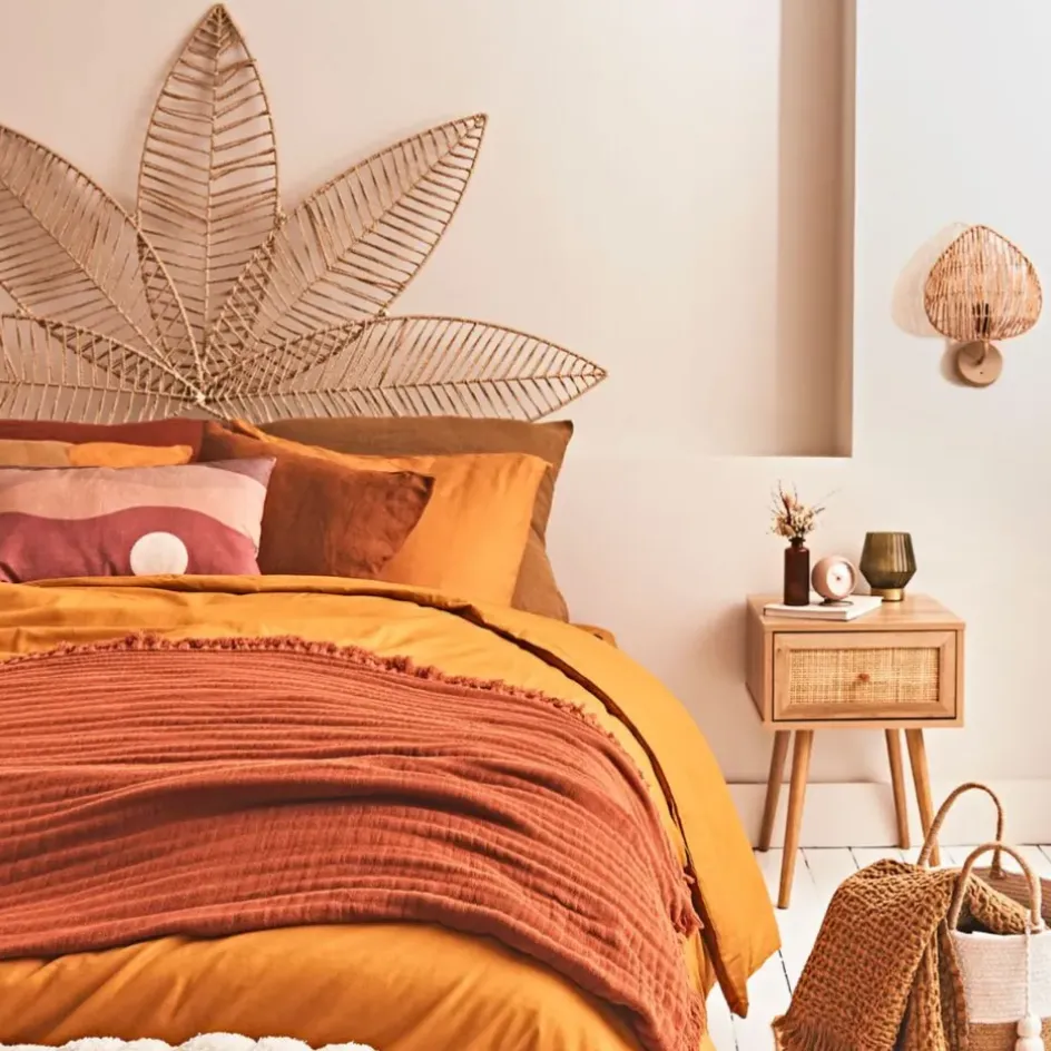 Fabrique de Styles Appliques>Applique feuille le avec intérupteur H33cm corde de papier - Calyp Naturel