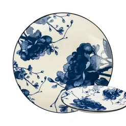 Fabrique de Styles Assiettes>Assiette à dessert en céramique d20cm - Peony Bleu, Blanc