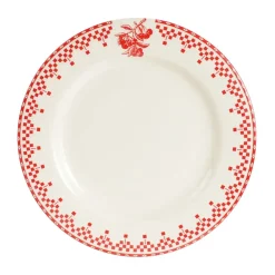 Fabrique de Styles Assiettes>Assiette à dessert en faïence d22cm - damier Rouge