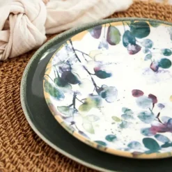 Fabrique de Styles Assiettes>Assiette à dessert en faïence blanc d22.5cm - Garden Multicolore