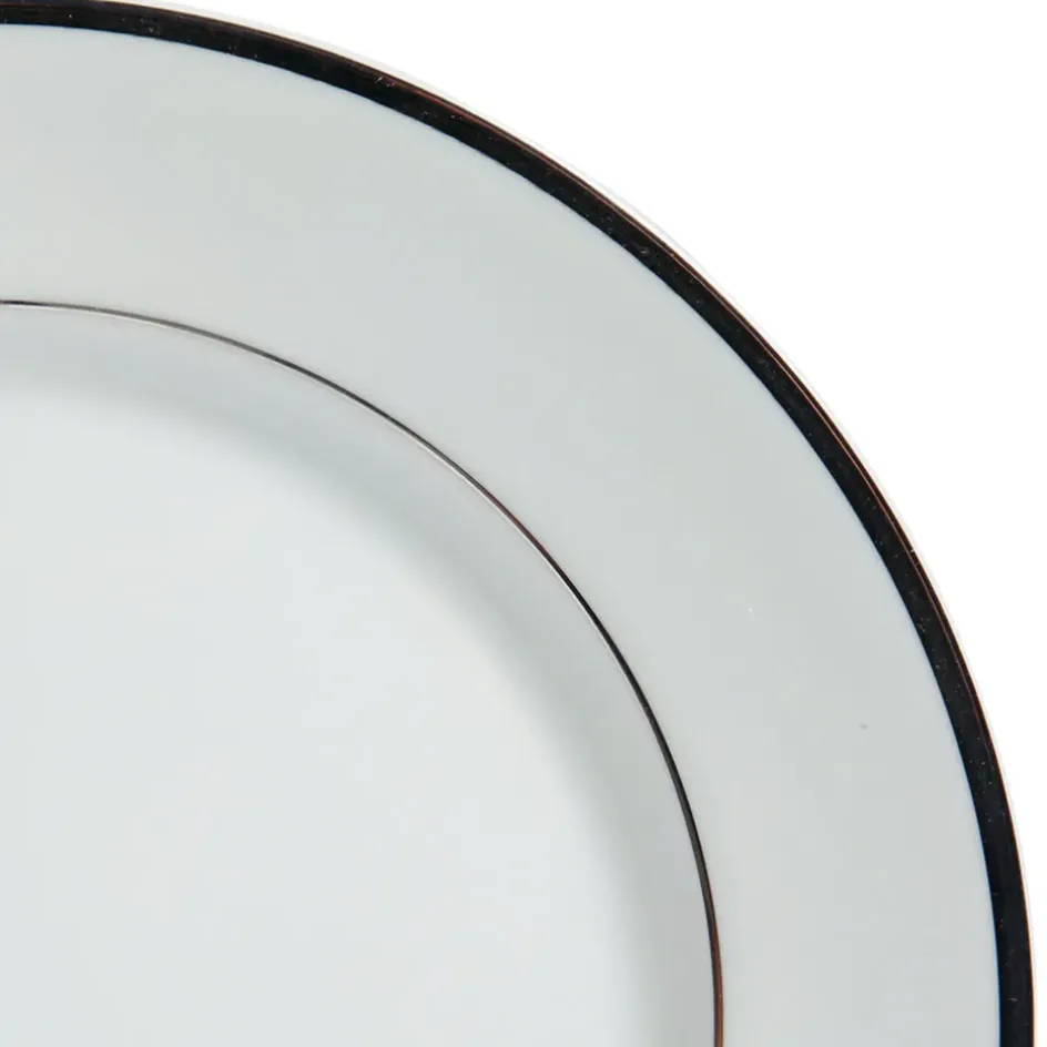 Fabrique de Styles Assiettes>Assiette à dessert en porcelaine blanc et platine d20cm - ginger Blanc, Platine