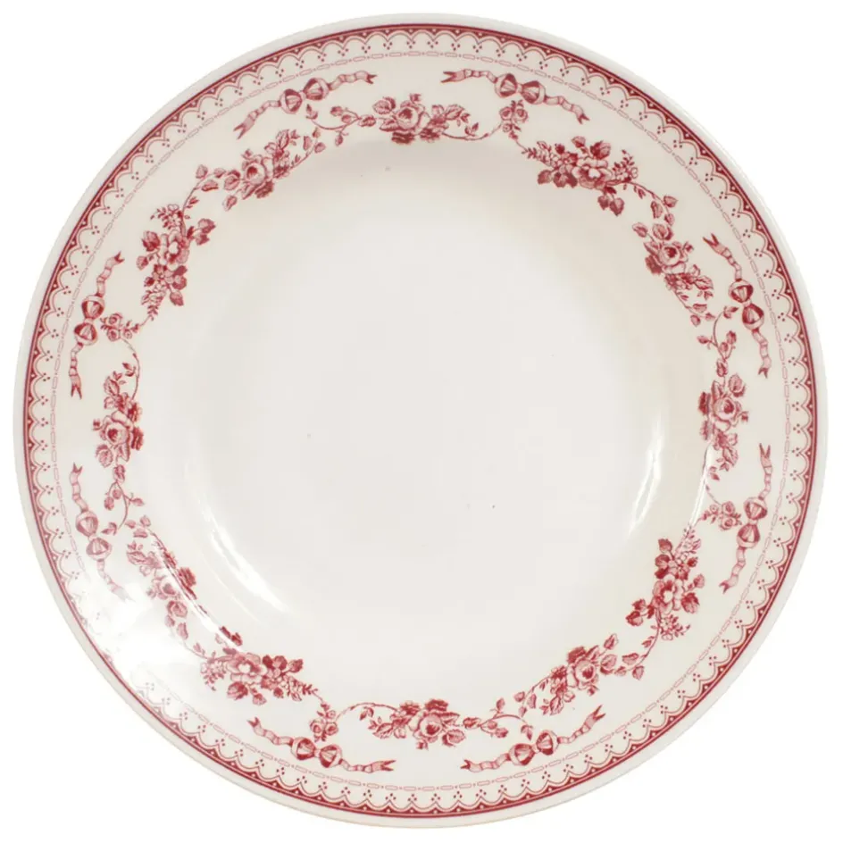 Fabrique de Styles Assiettes>Assiette creuse en faïence bordeaux d23cm - faustine Blanc