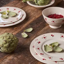 Fabrique de Styles Assiettes>Assiette dessert en faience d22.5cm - Paquerette Rouge