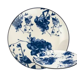 Fabrique de Styles Assiettes>Assiette plate en céramique d26,5cm - Peony Bleu, Blanc