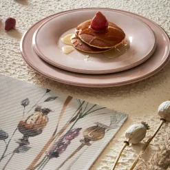 Fabrique de Styles Assiettes>Assiette plate en faïence rose poudré d28.5cm - constance Rose Poudre