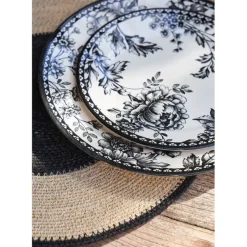 Fabrique de Styles Assiettes>Assiette plate en faïence noir d26cm - Lison Indigo