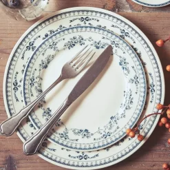 Fabrique de Styles Assiettes>Assiette plate en faience ancien d26cm - faustine Bleu