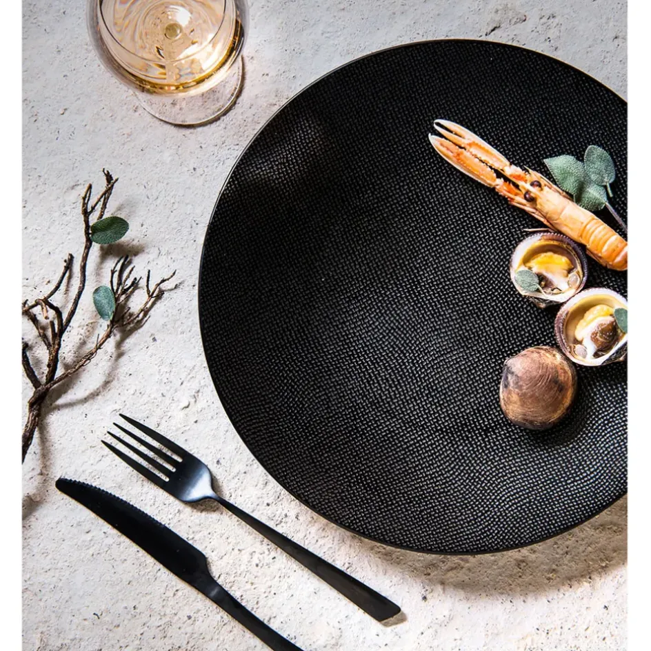 Fabrique de Styles Assiettes>Assiette plate en grès d27cm - Vesuvio Noir