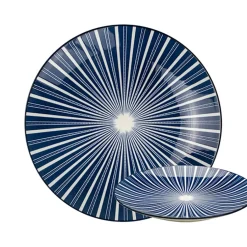 Fabrique de Styles Assiettes>Assiette plate otb stripes d26.5xh3cm Bleu, Blanc