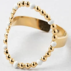 Fabrique de Styles Bijoux Fantaisie>Bague en acier inoxydable doré et blanc 50 / 58cm Doré, Blanc