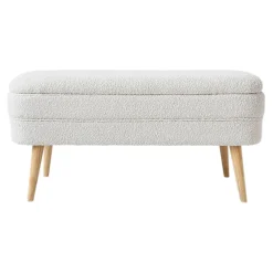 Fabrique de Styles Bancs Et Banquettes>Banc coffre bouclette - Eleonor Blanc