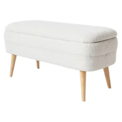 Fabrique de Styles Bancs Et Banquettes>Banc coffre bouclette - Eleonor Blanc