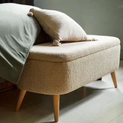 Fabrique de Styles Bancs Et Banquettes>Banc coffre en bouclette - Claudine Sable