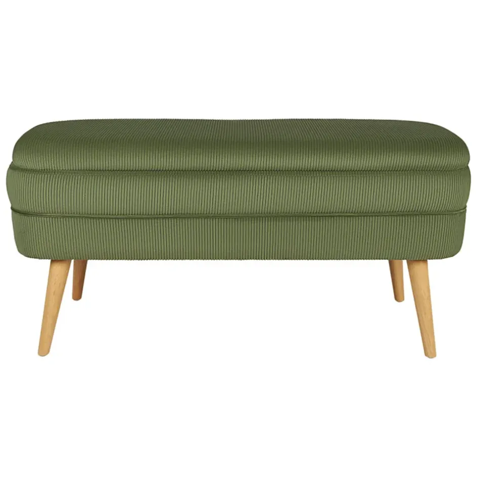 Fabrique de Styles Bancs Et Banquettes>Banc coffre en velours côtelé - Eleonor Kaki