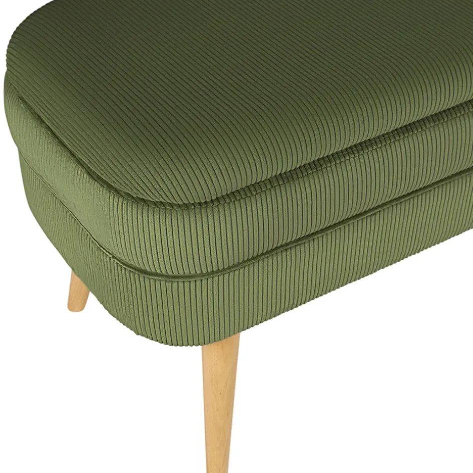 Fabrique de Styles Bancs Et Banquettes>Banc coffre en velours côtelé - Eleonor Kaki