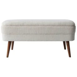 Fabrique de Styles Bancs Et Banquettes>Banc coffre en velours côtelé écru - Eleonor Ecru