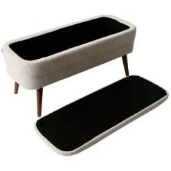 Fabrique de Styles Bancs Et Banquettes>Banc coffre en velours côtelé écru - Eleonor Ecru