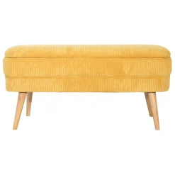 Fabrique de Styles Bancs Et Banquettes>Banc coffre en velours côtelé - Eleonor Moutarde