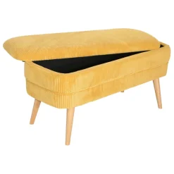 Fabrique de Styles Bancs Et Banquettes>Banc coffre en velours côtelé - Eleonor Moutarde