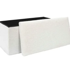 Fabrique de Styles Bancs Et Banquettes>Banc coffre pliable en tissu côtelé beige - Scarlett Crème