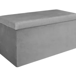 Fabrique de Styles Bancs Et Banquettes>Banc coffre pliable en velours côtelé - Julia Gris
