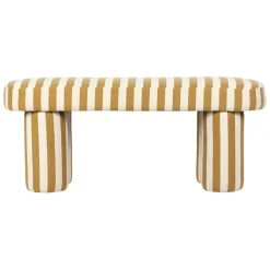 Fabrique de Styles Bancs Et Banquettes>Banc rayé en coton et bois d'hévéa - Belly Camel