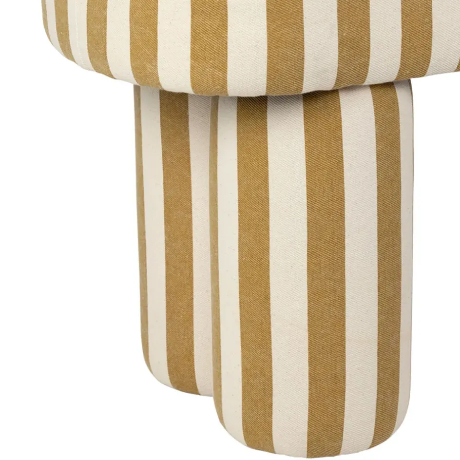 Fabrique de Styles Bancs Et Banquettes>Banc rayé en coton et bois d'hévéa - Belly Camel