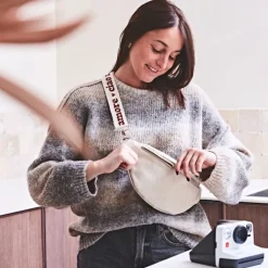 Fabrique de Styles Accessoires Mode>Bandoulière brodée ciao réglable en coton écru et Terracotta