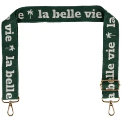 Fabrique de Styles Accessoires Mode>Bandoulière brodée réglable en coton émeraude et écru Emeraude