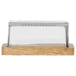 Fabrique de Styles Accessoires De Table>Beurrier en verre et manguier - grand office Naturel