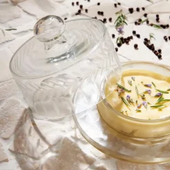 Fabrique de Styles Accessoires De Table>Beurrier rond en verre d14cm - Azelie Transparent