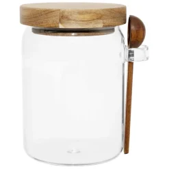 Fabrique de Styles Pots Et Bocaux>Bocal avec cuillière et couvercle en verre borosilicate et acacia 90cl - Delices Naturel