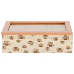 Fabrique de Styles Boîtes>Boite à thé 6 compartiments - sweet leaves Terracotta