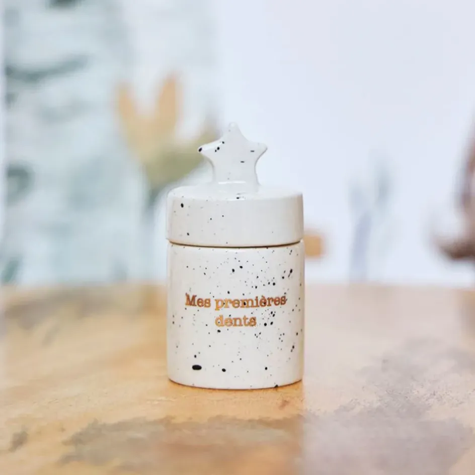 Fabrique de Styles Déco>Boite a dent bonheur en grès d4cm - Bonne Etoile Blanc