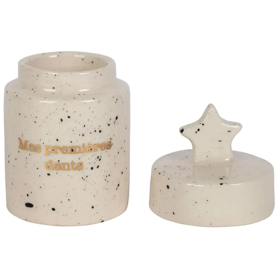 Fabrique de Styles Déco>Boite a dent bonheur en grès d4cm - Bonne Etoile Blanc