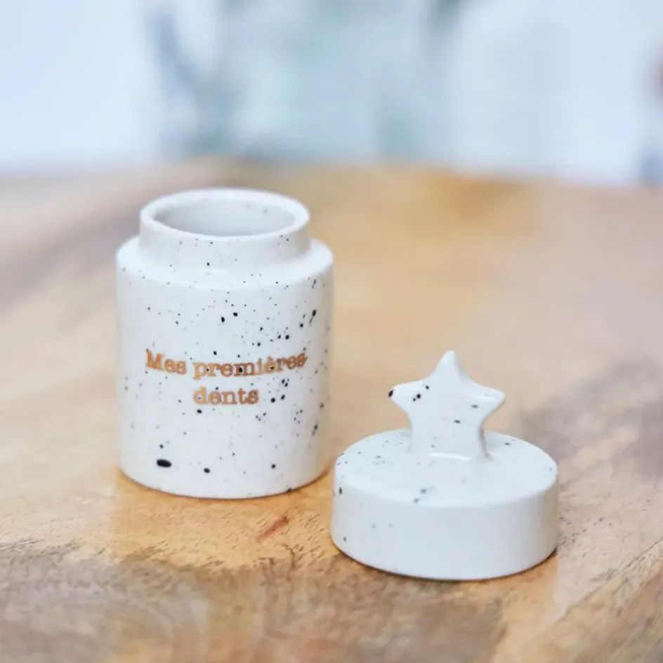 Fabrique de Styles Déco>Boite a dent bonheur en grès d4cm - Bonne Etoile Blanc