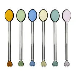 Fabrique de Styles Accessoires Vin Et Cocktails>Boite de 6 agitateurs cocktail cœur en verre - Colorea Multicolore