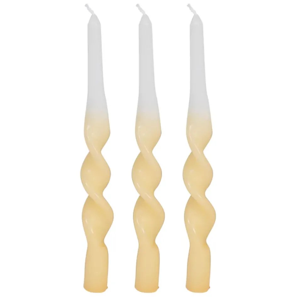 Fabrique de Styles Bougies Parfumées>Boite de 3 bougies chandelle 50g - Torsade Jaune