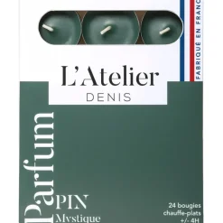 Fabrique de Styles Bougies Parfumées>Boite de 24 bougies chauffe-plats parfumés pin - vert Sapin