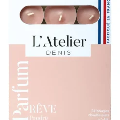 Fabrique de Styles Bougies Parfumées>Boite de 24 bougies chauffe-plats parfumés reve poudrée - Rose