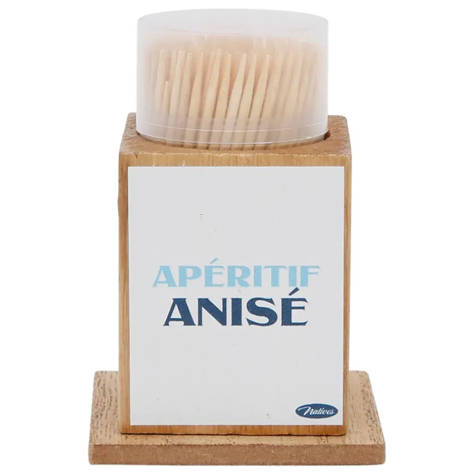 Fabrique de Styles Ustensibles De Cuisine>Boite pics apéro en pin et panneau de bois bleu et jaune - Pastis Bleu, Jaune