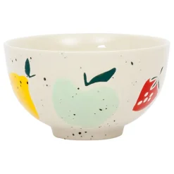 Fabrique de Styles Bols Et Coupelles>Bol en grès moucheté blanc et pomme 35cl - Les Fruits Multicolore