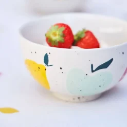 Fabrique de Styles Bols Et Coupelles>Bol en grès moucheté blanc et pomme 35cl - Les Fruits Multicolore