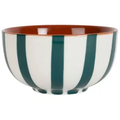 Fabrique de Styles Bols Et Coupelles>Bol en grès rayé émeraude et blanc 35cl - Alaria Emeraude