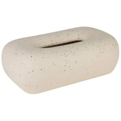 Fabrique de Styles Petits Objets Déco>Boîte à mouchoir en grès blanc moucheté - Klosen Beige